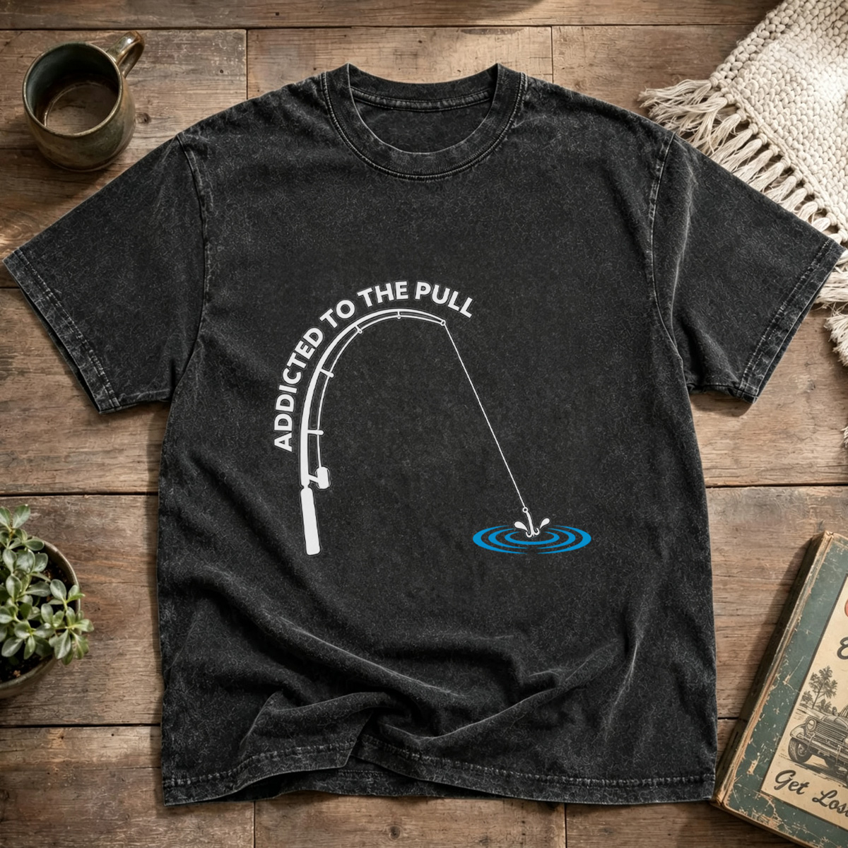 Addicted To The Pull Rod Bend Angler Fishing Washed T-Shirt