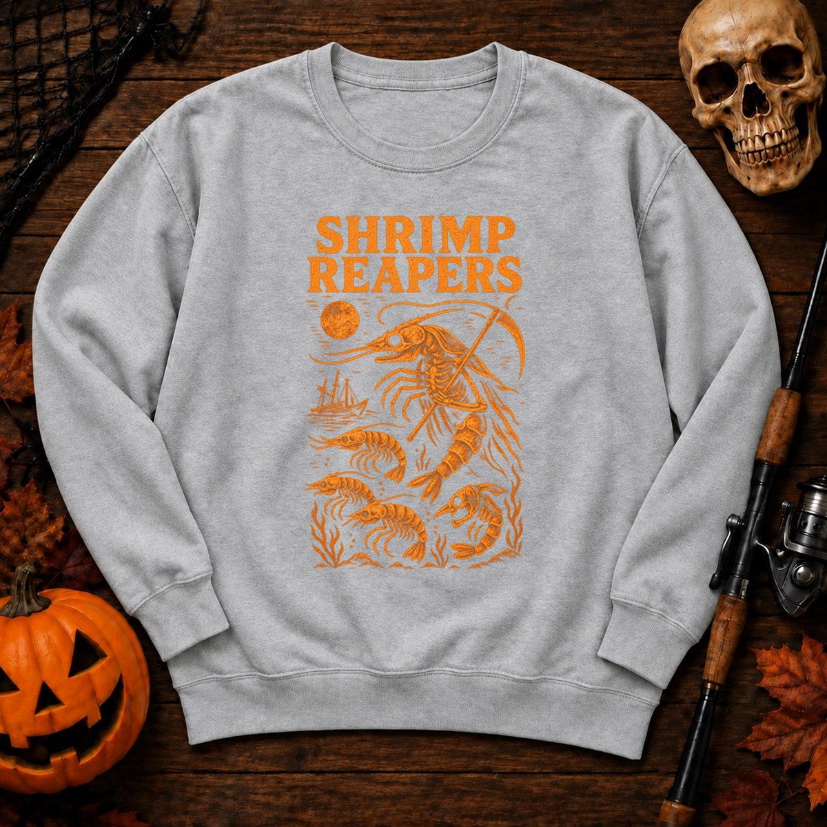 Hrimp Reaper Halloween Fishing Sweatshirt