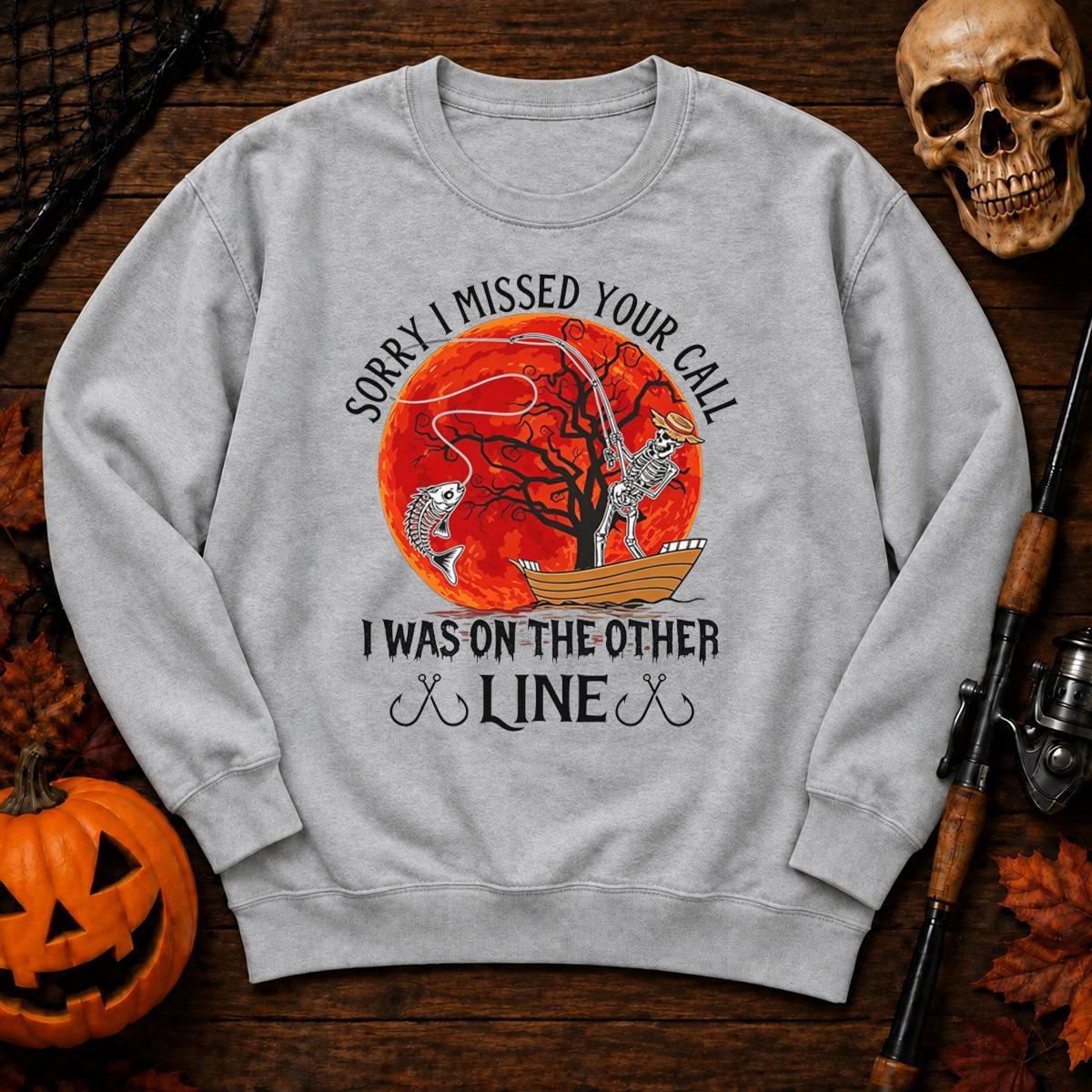 Haunted Lakes And Hooked Fish For Halloween Anglers Sweatshirt