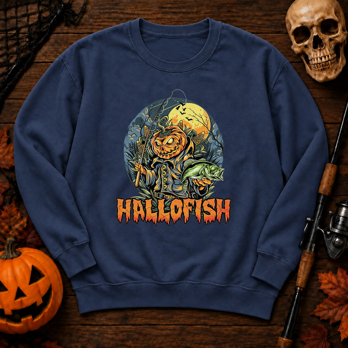 Fishing Pumpkin Halloween Sweatshirt