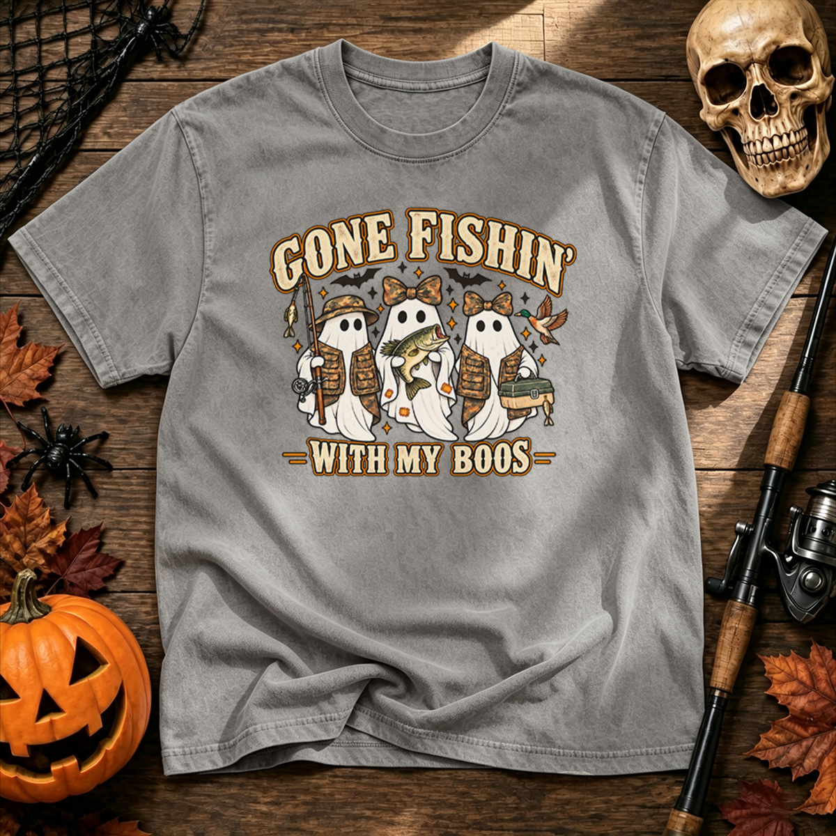Gone Fishin' With My Boos Washed T-Shirt
