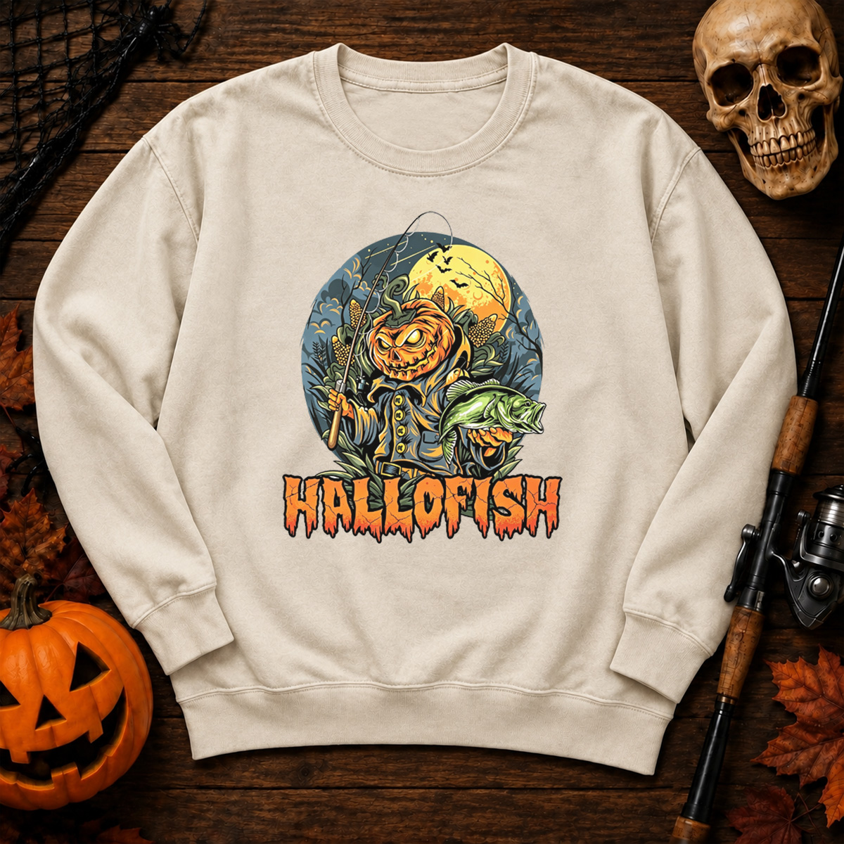 Fishing Pumpkin Halloween Sweatshirt