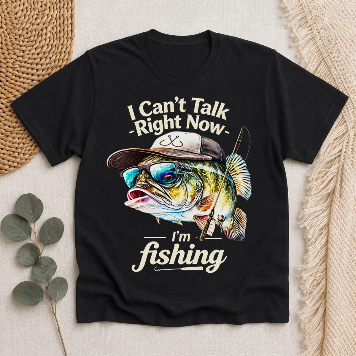 I Can't Talk Right Now I'm fishing Printed Classic T-Shirt