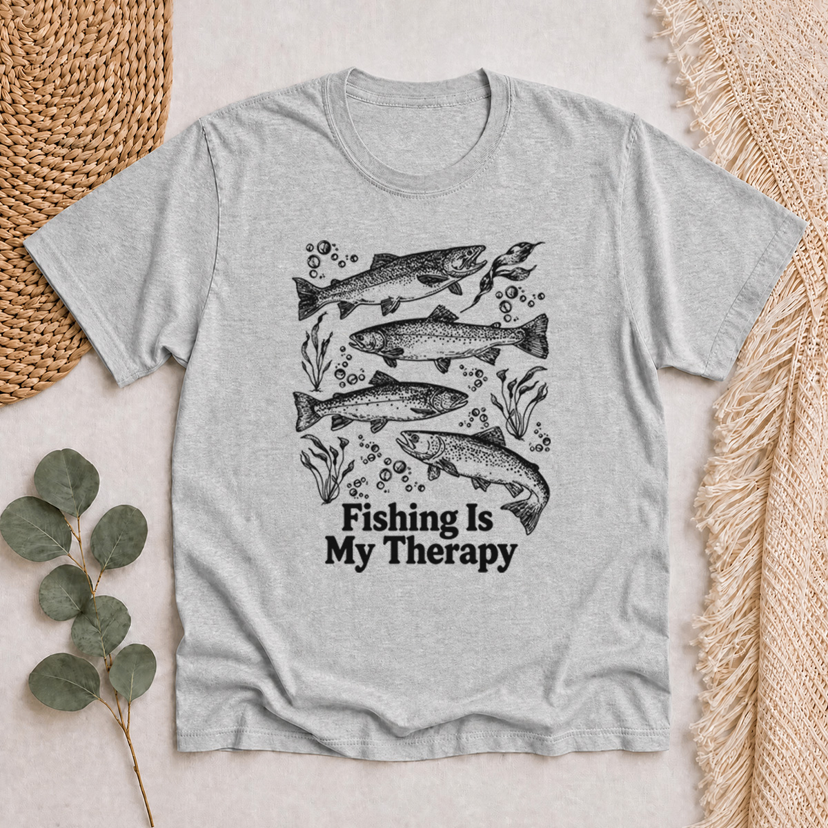 Fishing Is My Therapy printed Classic T-Shirt