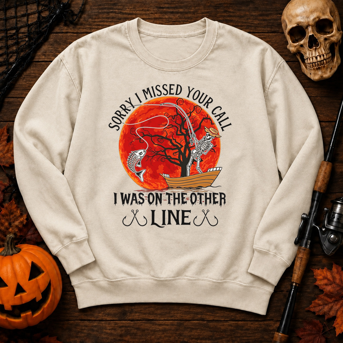 Haunted Lakes And Hooked Fish For Halloween Anglers Sweatshirt