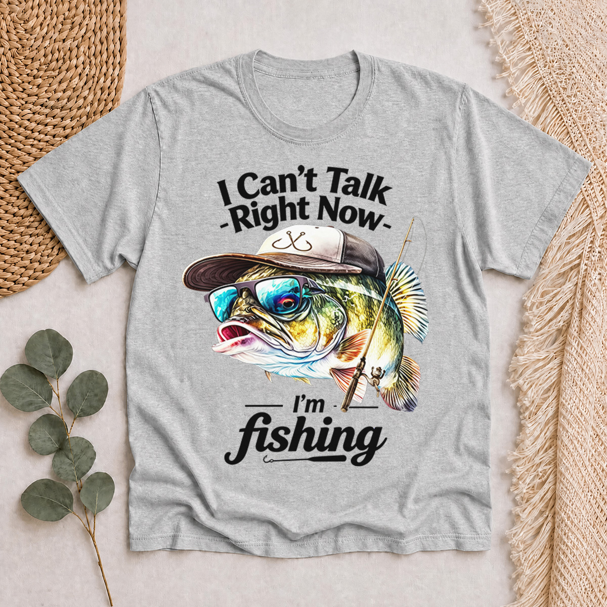 I Can't Talk Right Now I'm fishing Printed Classic T-Shirt