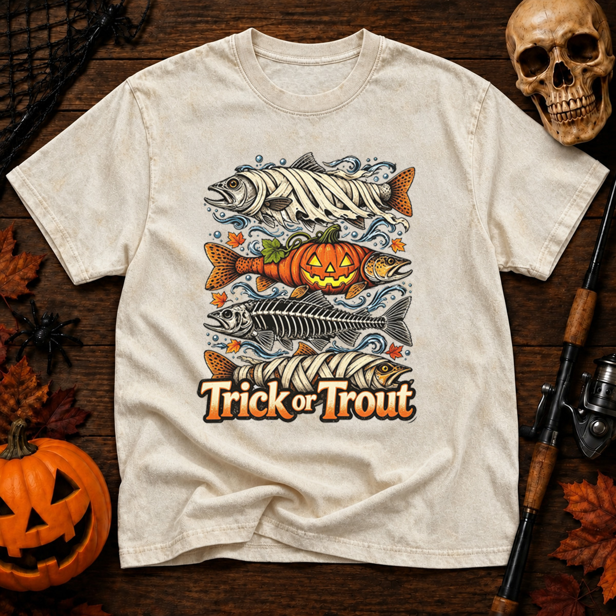 Halloween Trick or Trout Washed T-Shirt