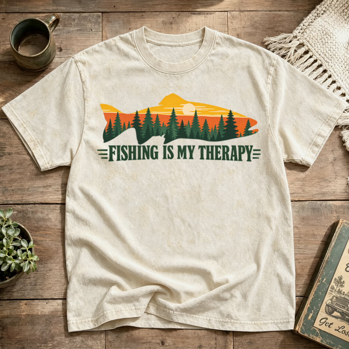 Fishing Is My Therapy Washed T-Shirt