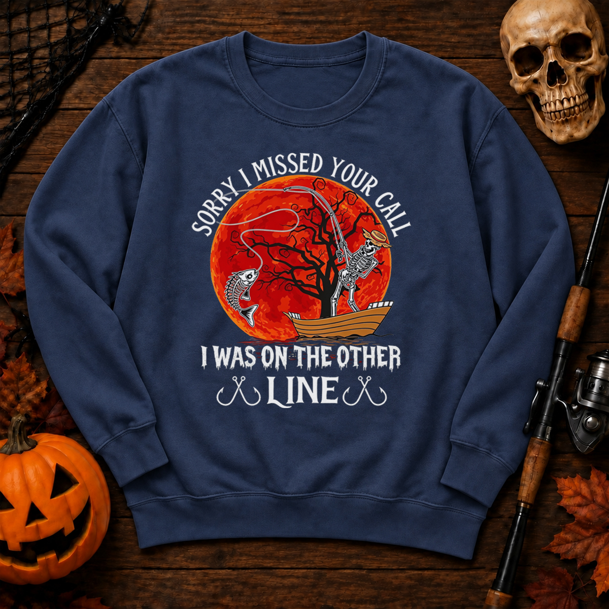 Haunted Lakes And Hooked Fish For Halloween Anglers Sweatshirt
