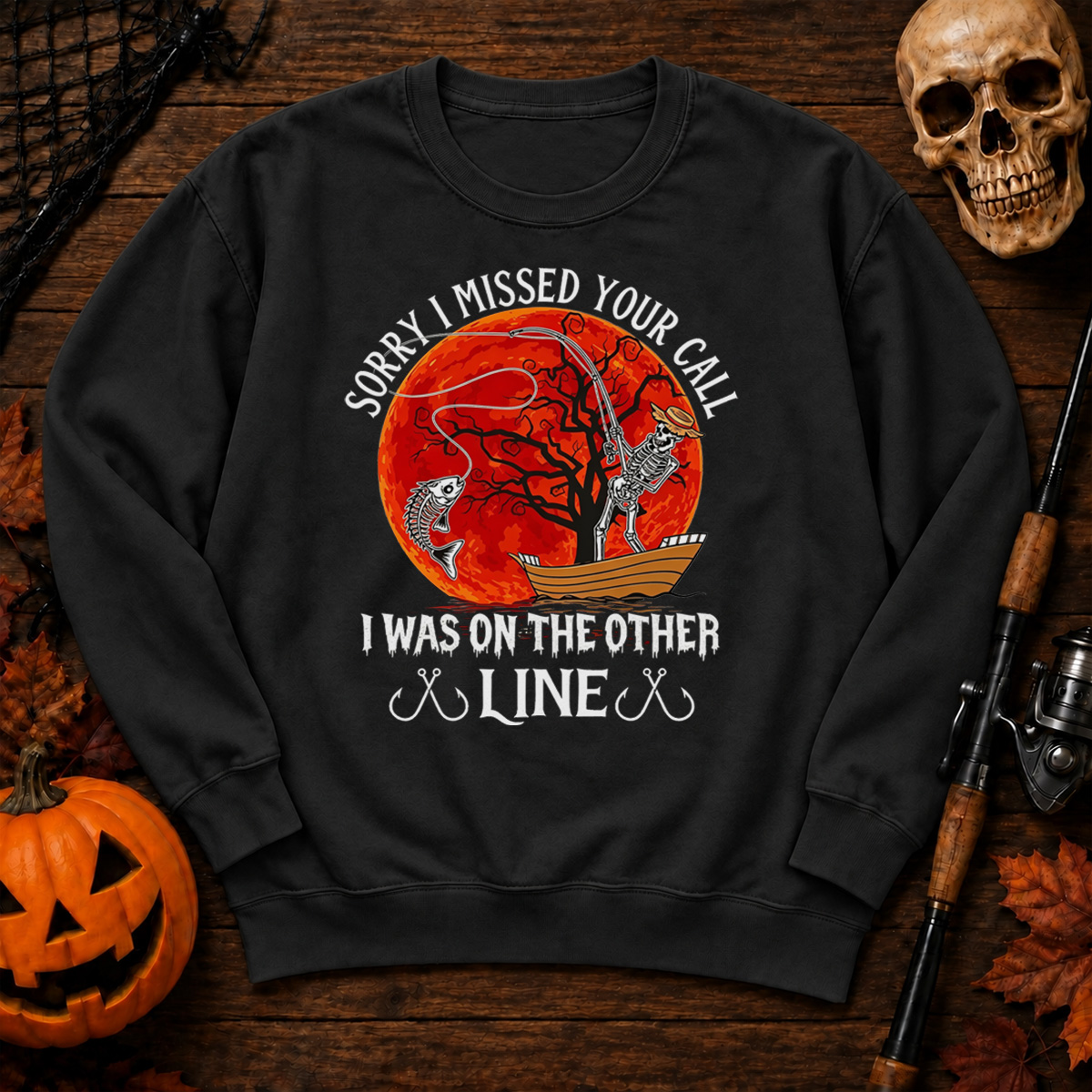 Haunted Lakes And Hooked Fish For Halloween Anglers Sweatshirt