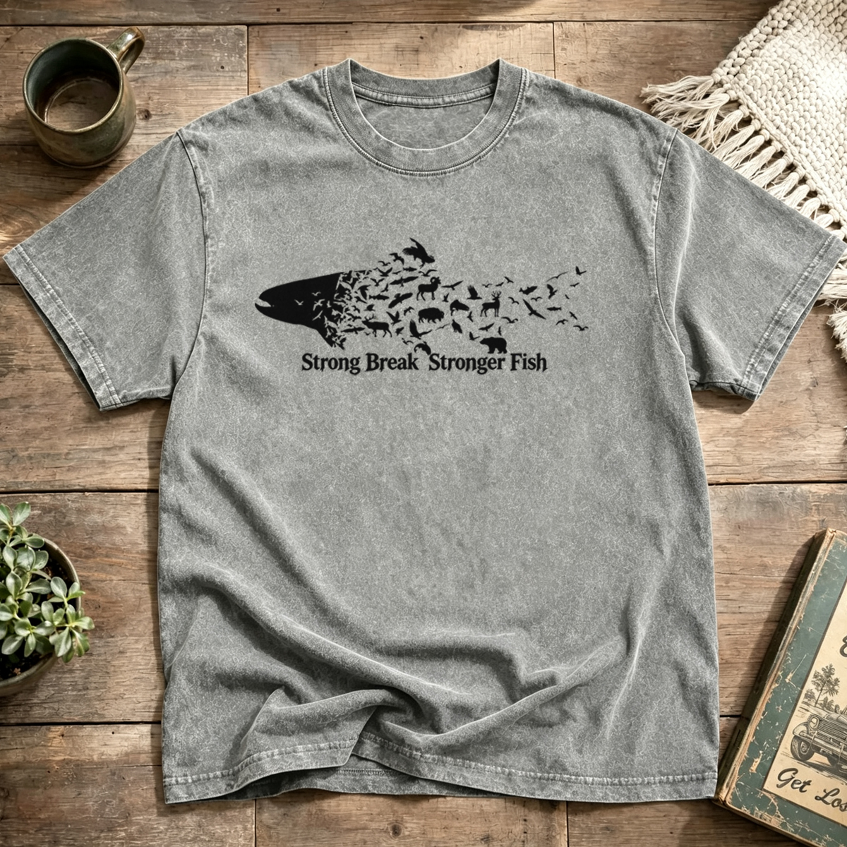 Strong Break Stronger Fish Washed T-Shirt