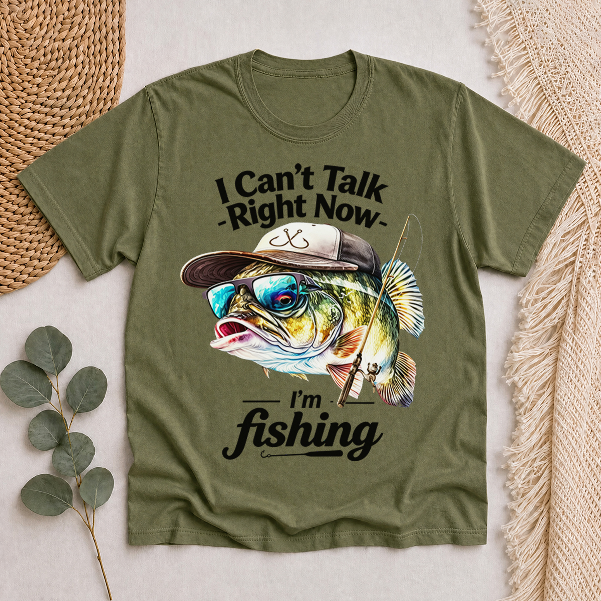 I Can't Talk Right Now I'm fishing Printed Classic T-Shirt
