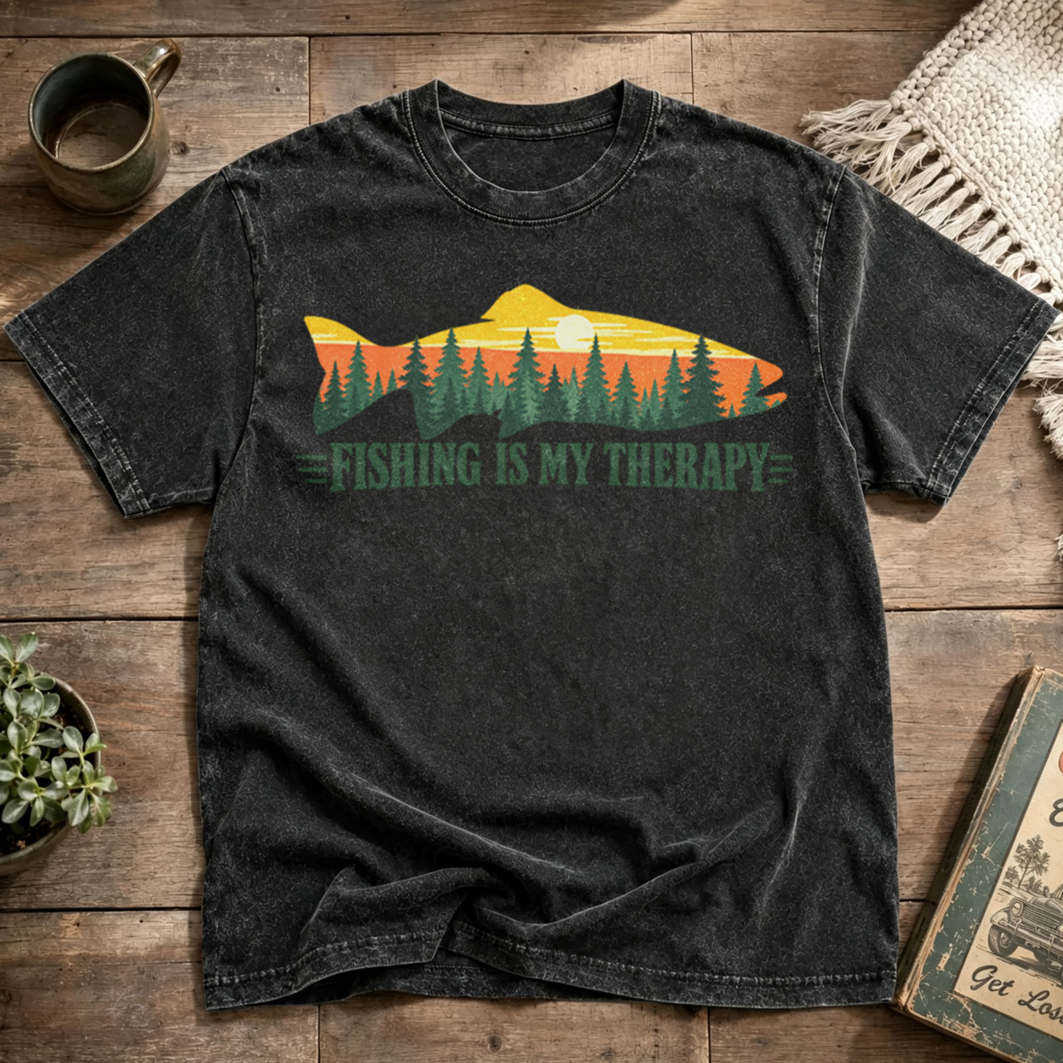 Fishing Is My Therapy Washed T-Shirt