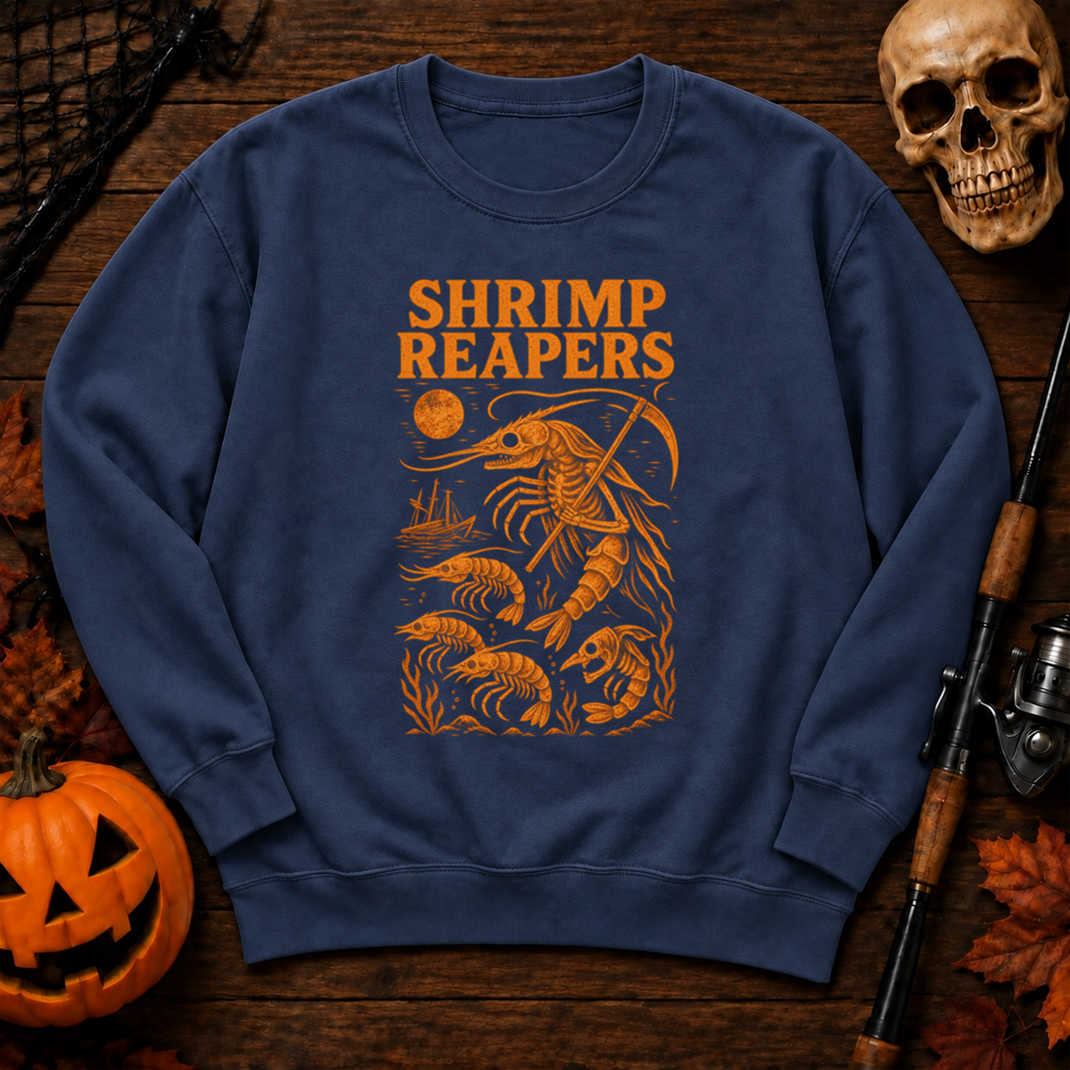 Hrimp Reaper Halloween Fishing Sweatshirt