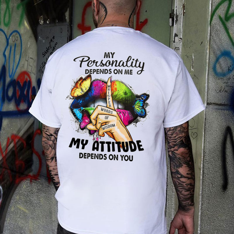 MY PERSONALITY DEPENDS ON ME Colorful Lips Print Men's T-Shirt