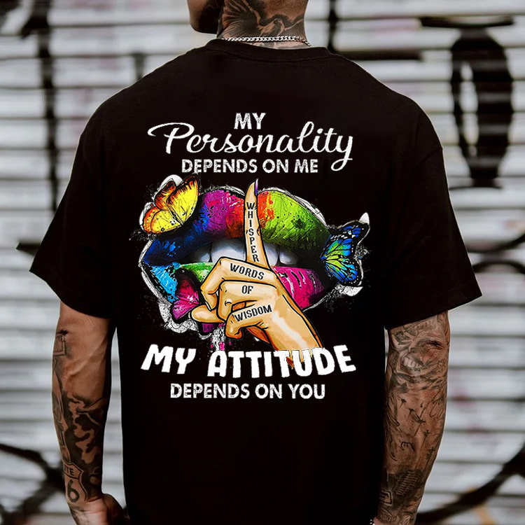 MY PERSONALITY DEPENDS ON ME Colorful Lips Print Men's T-Shirt