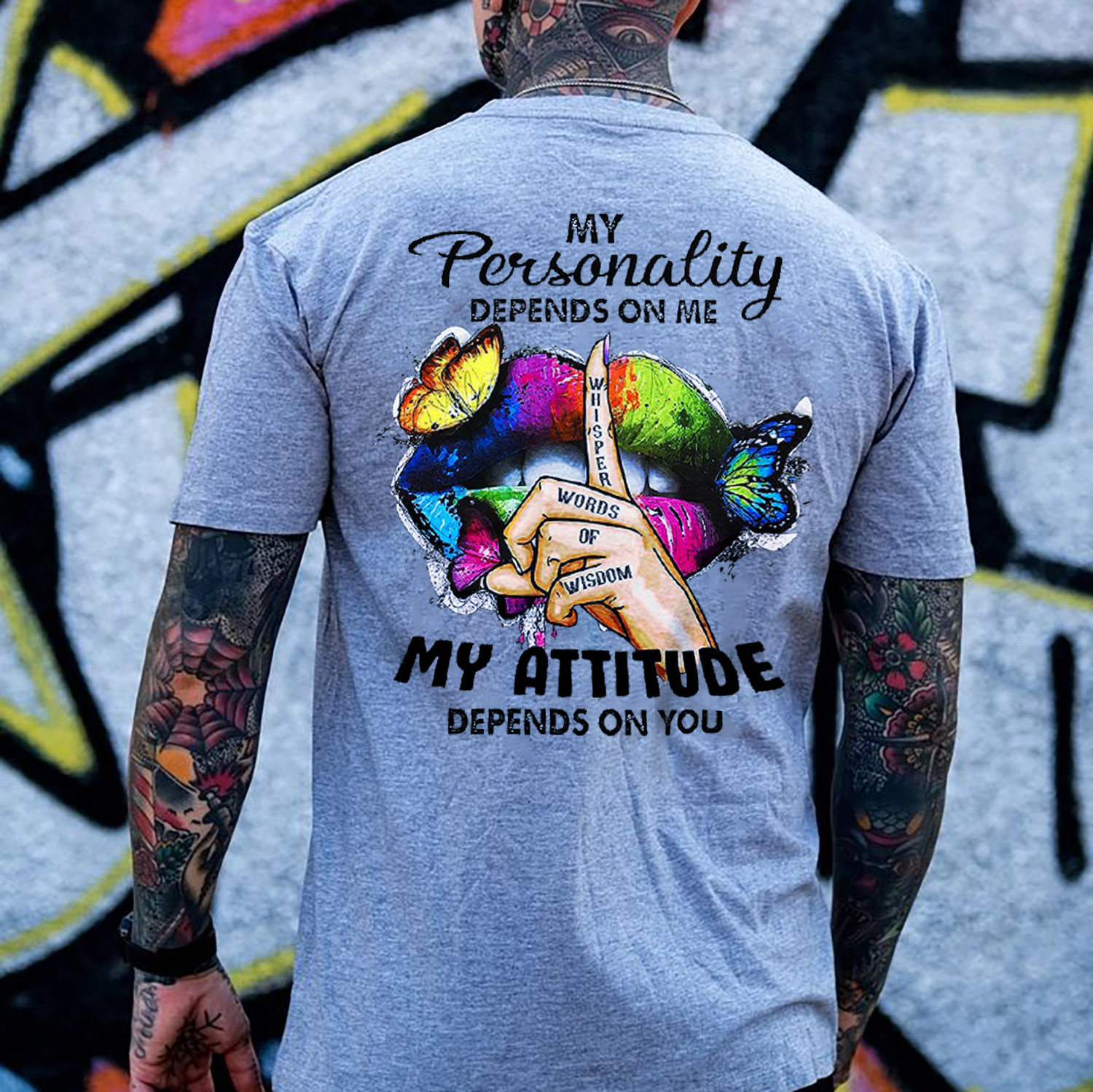 MY PERSONALITY DEPENDS ON ME Colorful Lips Print Men's T-Shirt
