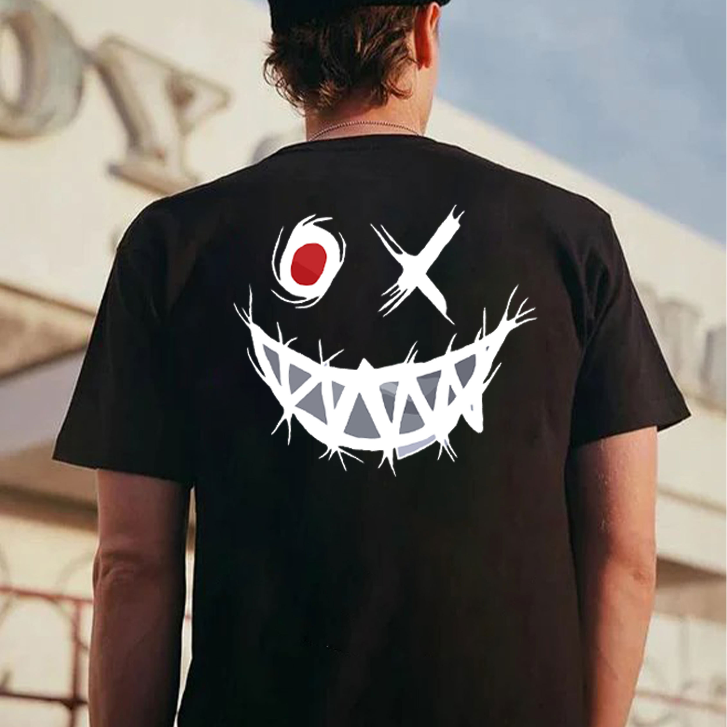 Evil Emoji Graphic White Print Men's T-shirt