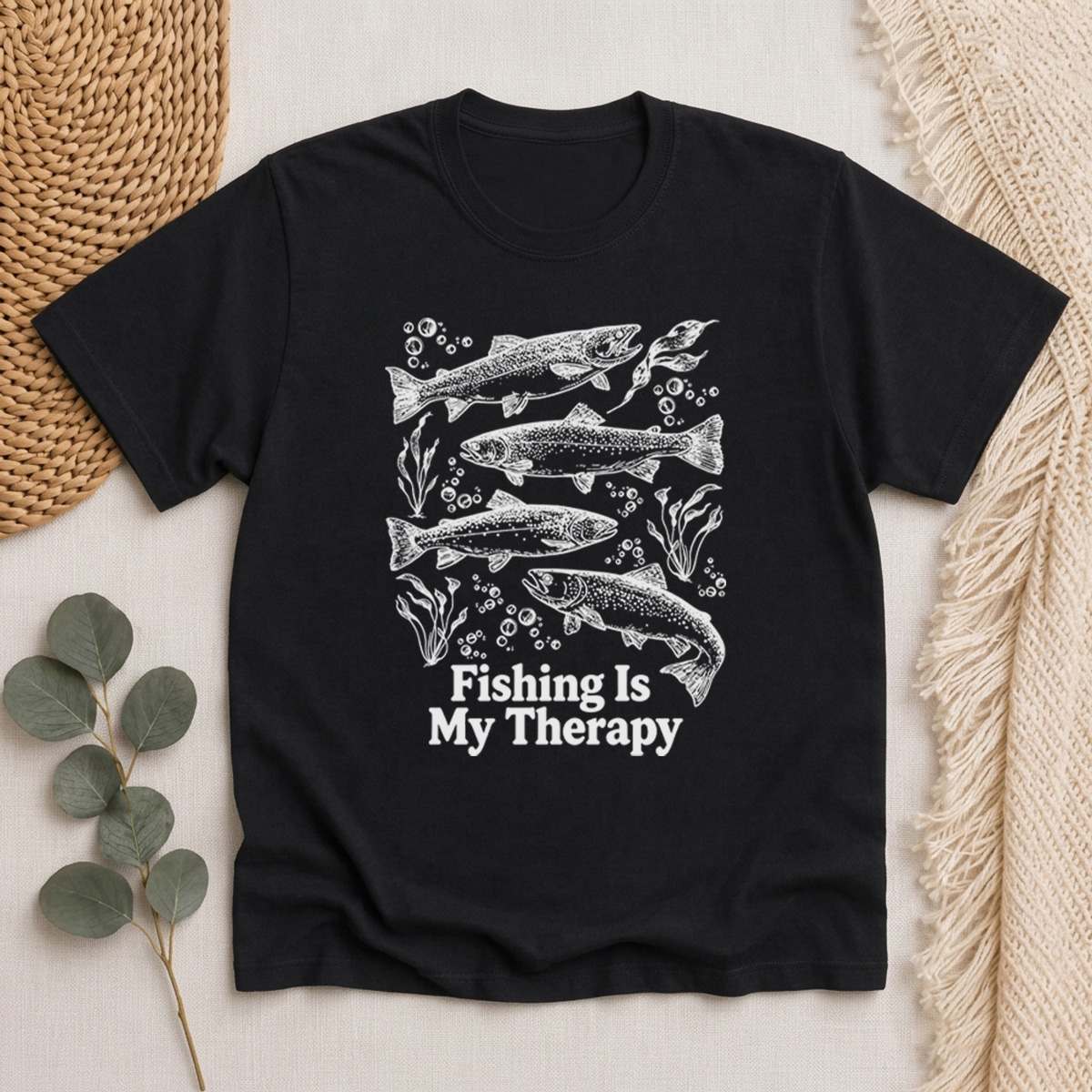 Fishing Is My Therapy printed Classic T-Shirt