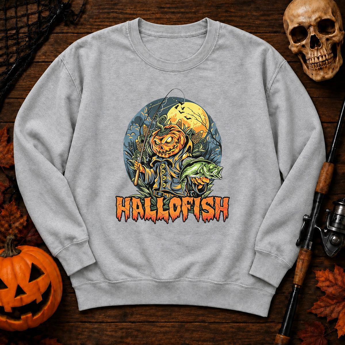 Fishing Pumpkin Halloween Sweatshirt