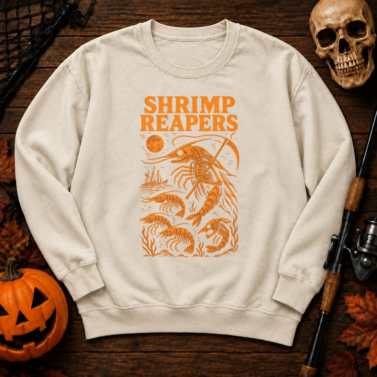 Hrimp Reaper Halloween Fishing Sweatshirt