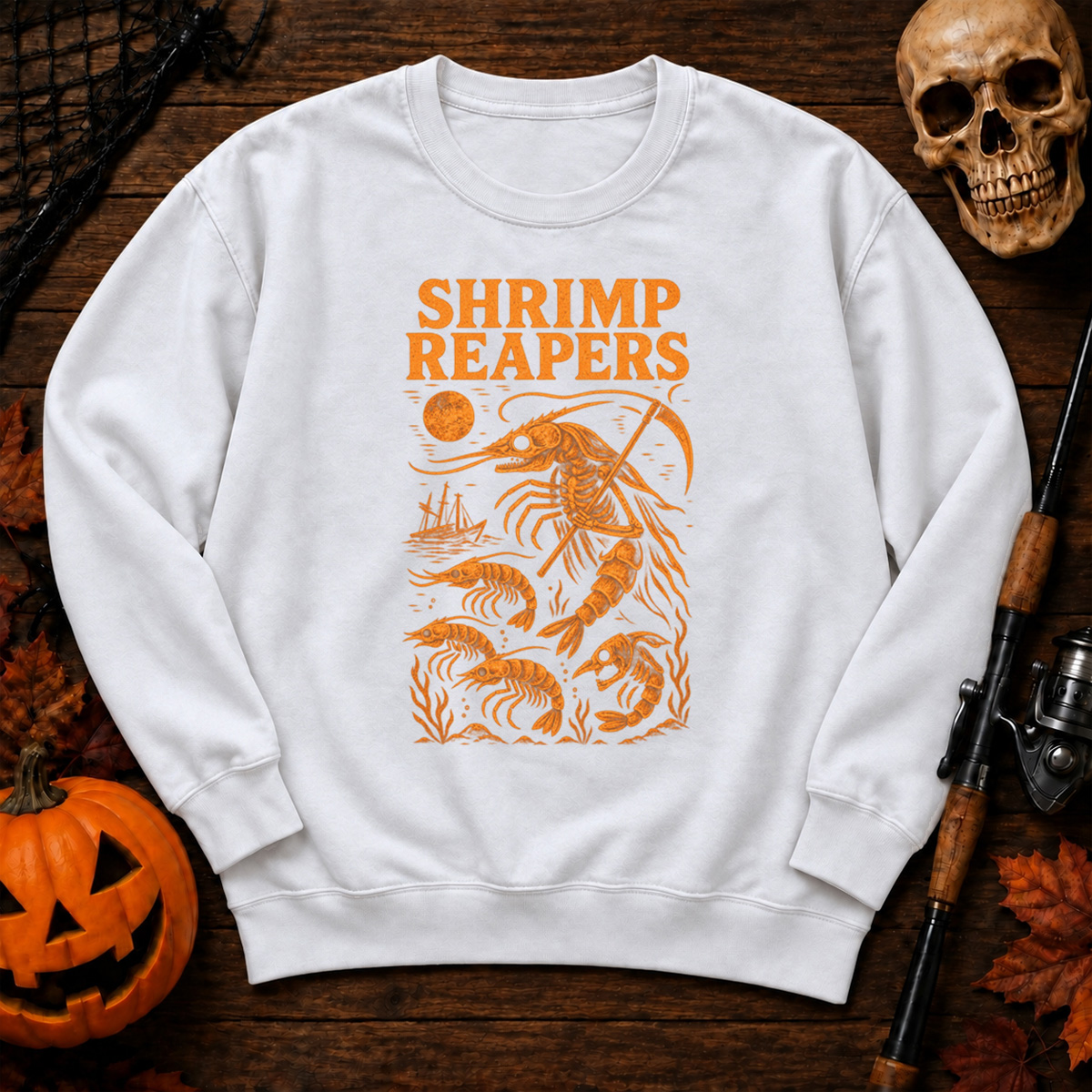 Hrimp Reaper Halloween Fishing Sweatshirt