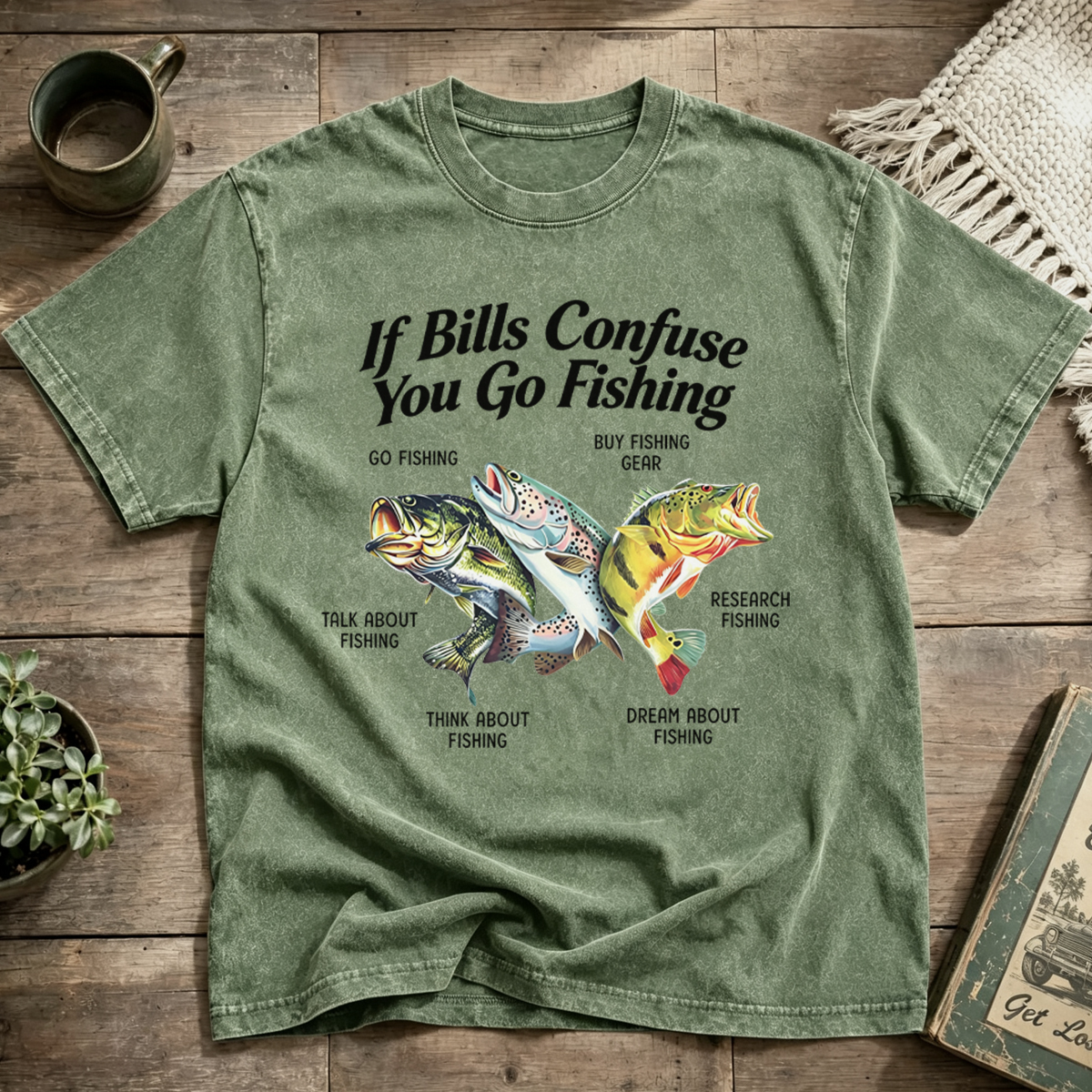 Work Is for People Who Don't Fish Washed T-Shirt