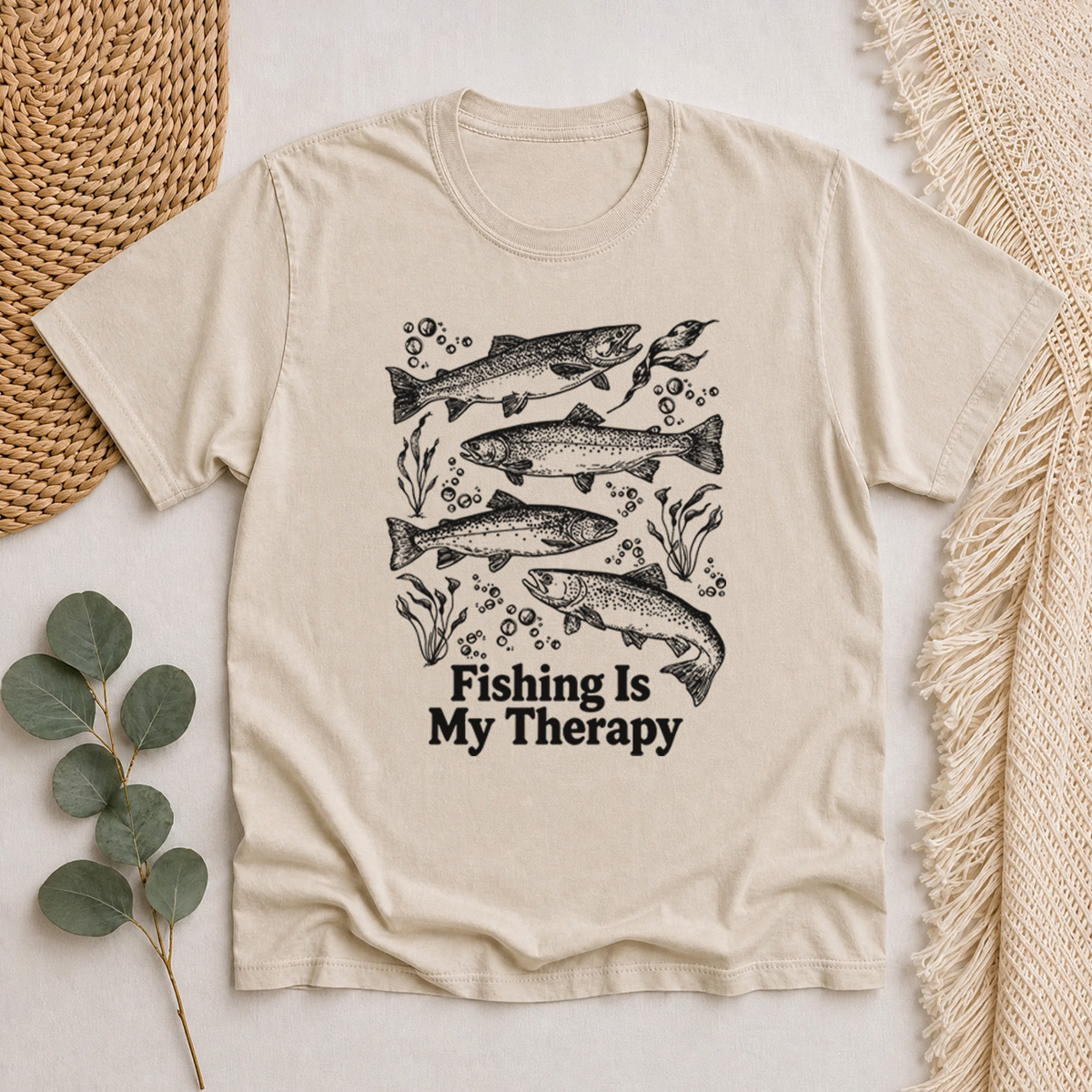 Fishing Is My Therapy printed Classic T-Shirt