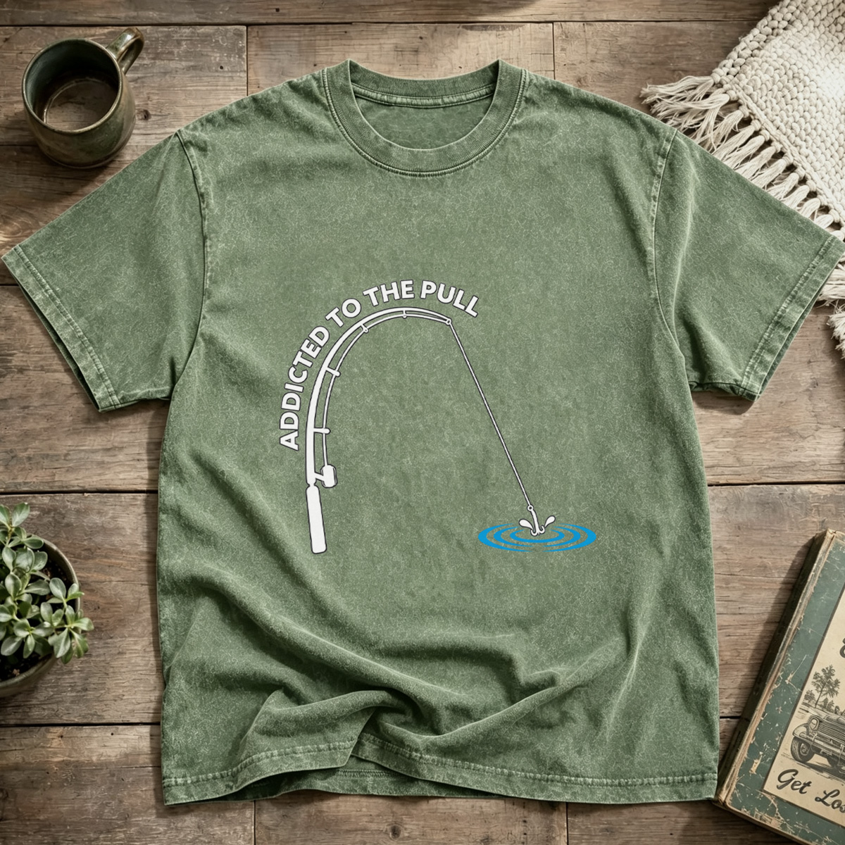 Addicted To The Pull Rod Bend Angler Fishing Washed T-Shirt