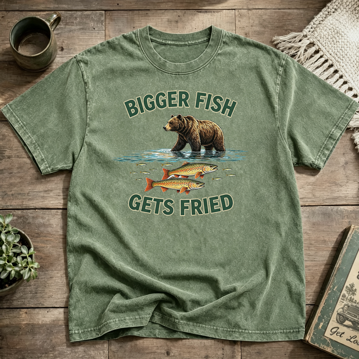 Bigger Fish Gets Fried Washed T-Shirt
