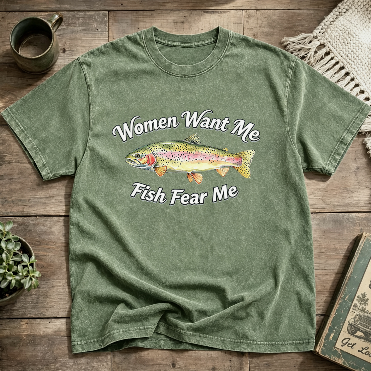 Women Want Me Fish Fear Me Washed T-Shirt