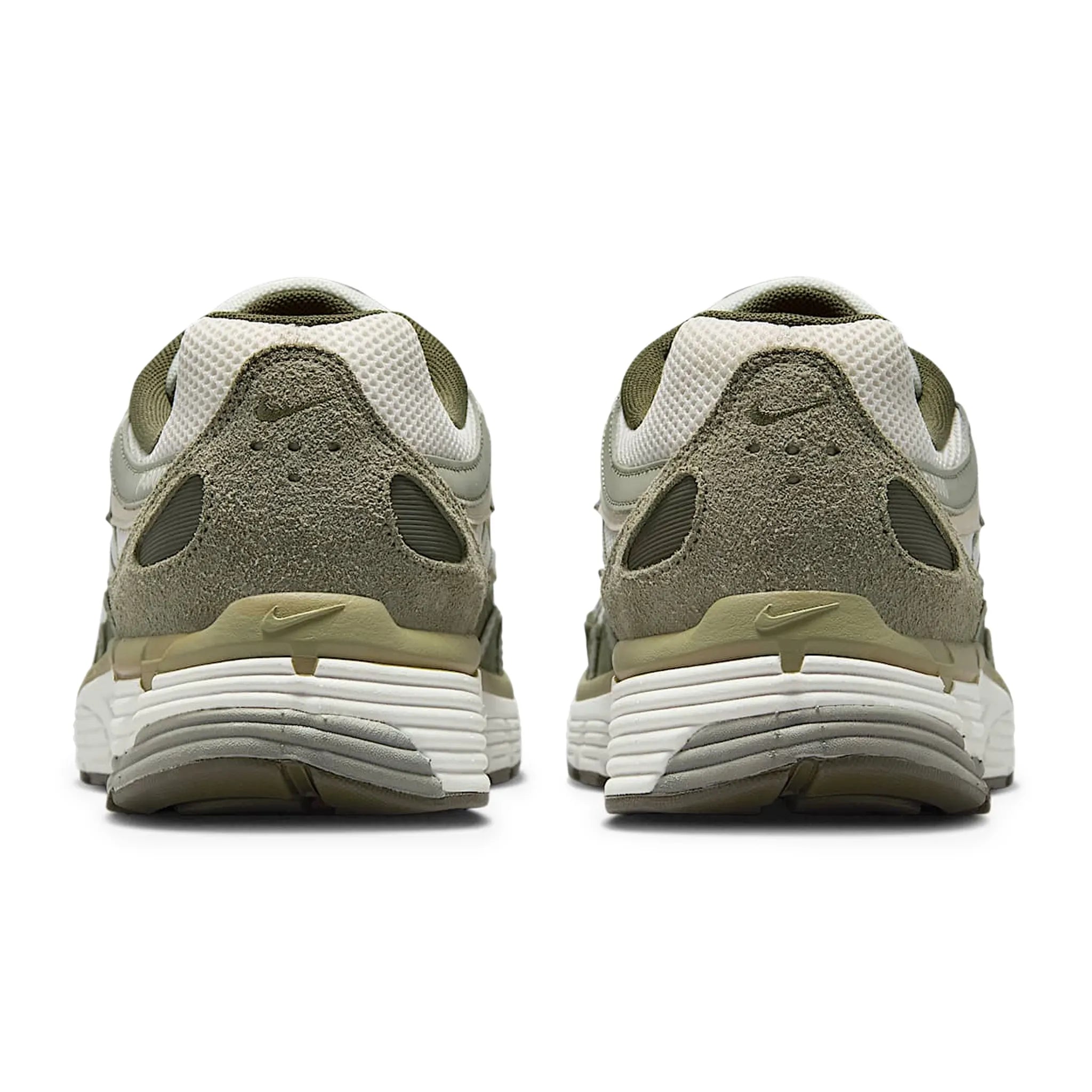 P6000 Olive Grey Retro Sneakers — Heel view
