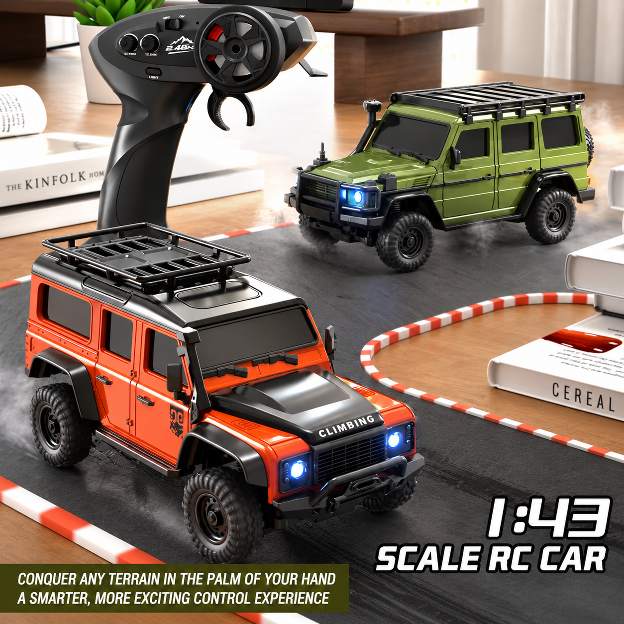 Professional 1:43 Scale 4WD Full-Proportional RC Rock Crawler – Mini Desktop Electric Off-Road Remote Control Car Toy for Boys