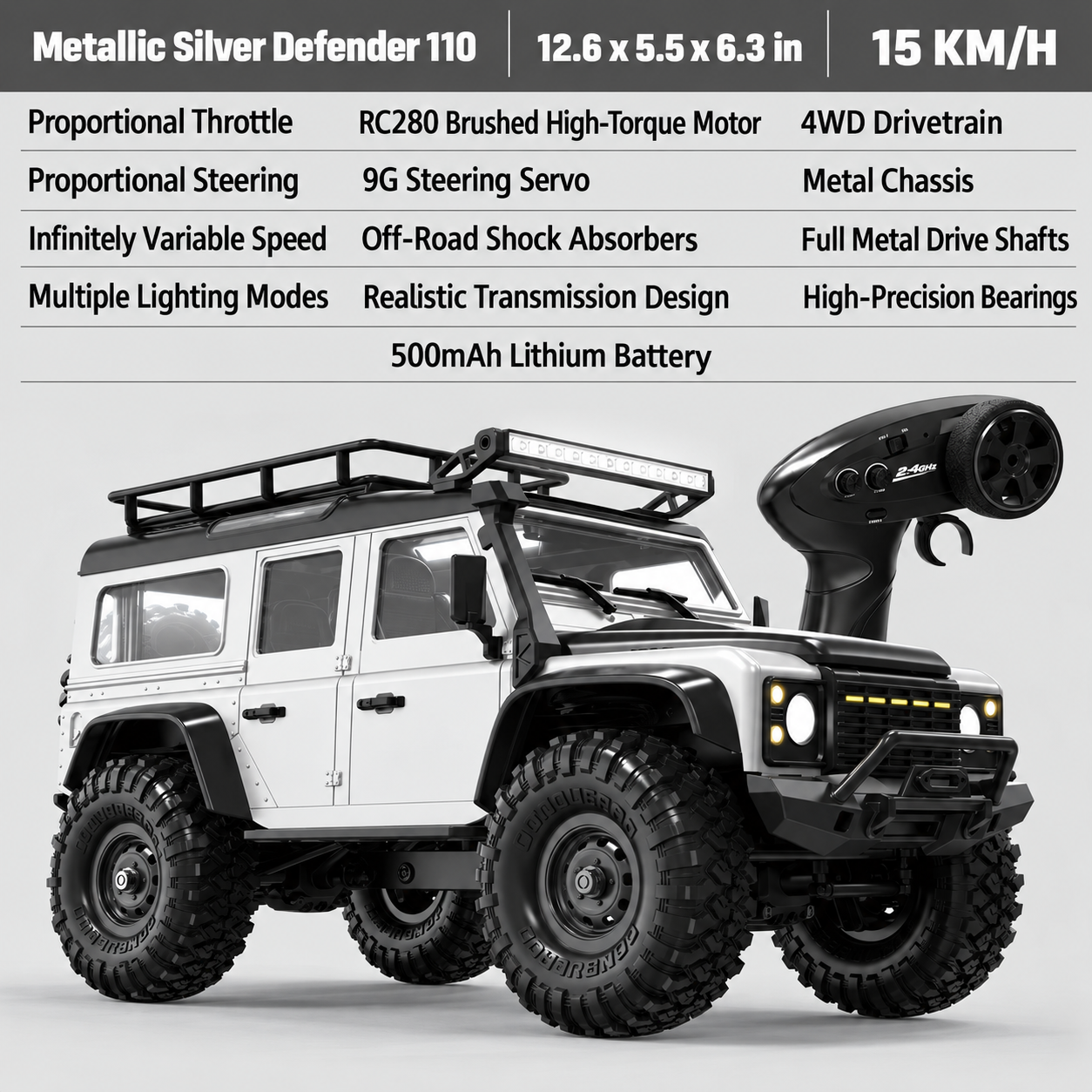 4WD RC Defender/Bronco Off-Road Rock Crawler – Professional RC Car Model Toy for Boys & Adults