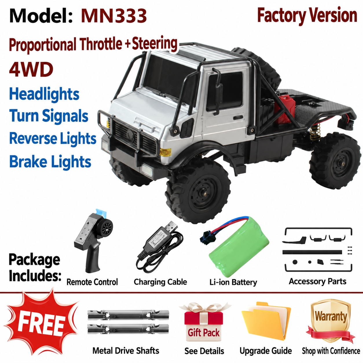 MN82 RC Upgrade Parts for Tank 300 / Wrangler 1:28 4WD Off-Road Rock Crawler
