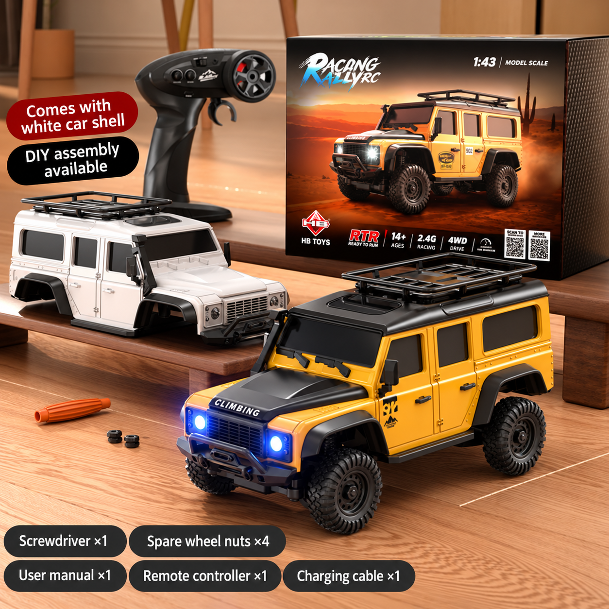 Professional 1:43 Scale 4WD Full-Proportional RC Rock Crawler – Mini Desktop Electric Off-Road Remote Control Car Toy for Boys