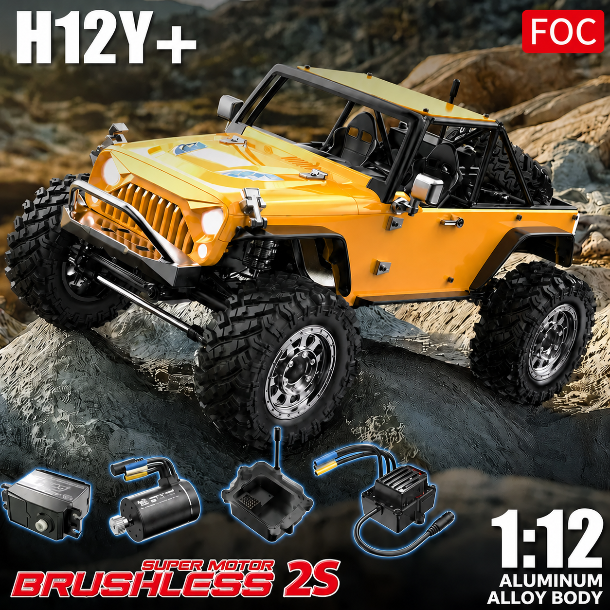 H12Y+ 1/12 FOC Sensored Brushless RC Rock Crawler & H12Y RC Crawler