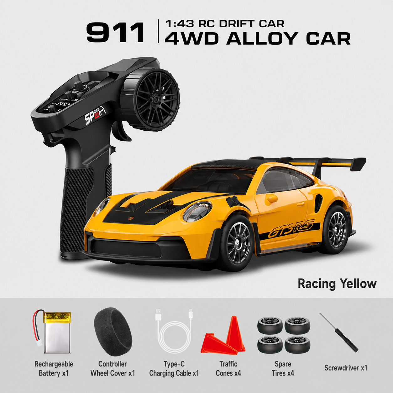 1:43 Scale Nissan GT-R & Porsche 911 4WD Full-Proportional RC Drift Cars