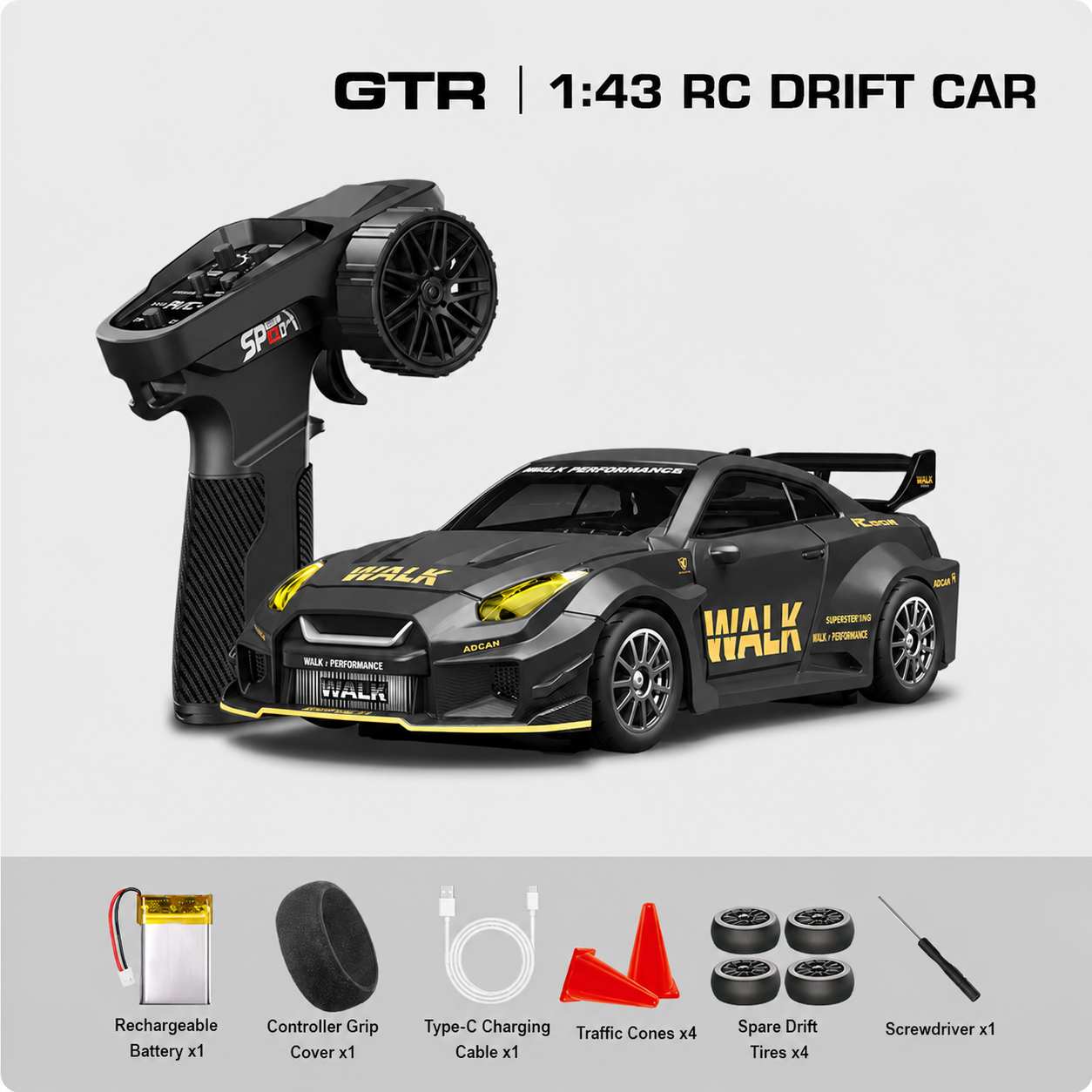 1:43 Scale Nissan GT-R & Porsche 911 4WD Full-Proportional RC Drift Cars