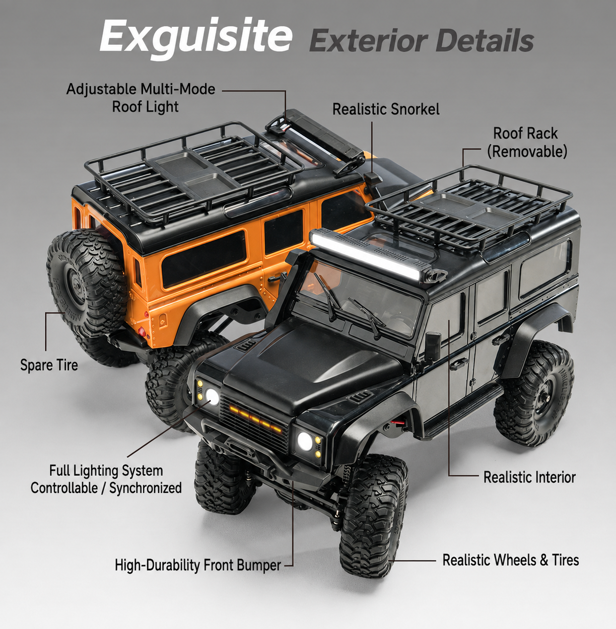 4WD RC Defender/Bronco Off-Road Rock Crawler – Professional RC Car Model Toy for Boys & Adults