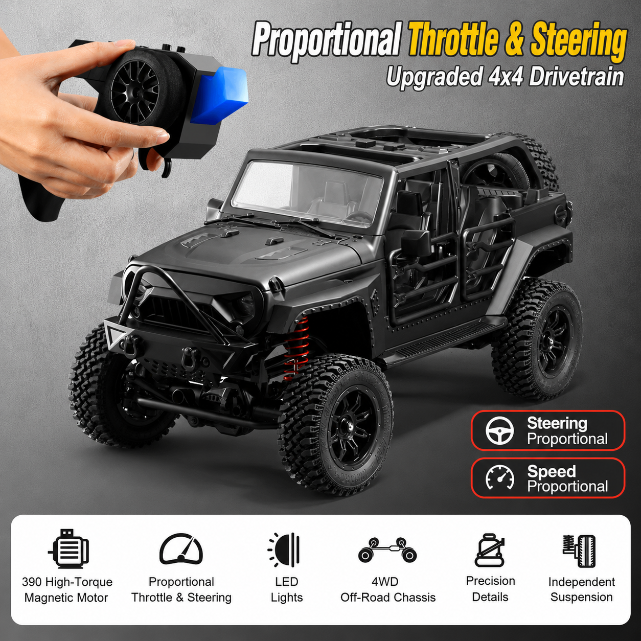 Jeep Wrangler 1:12 4WD Proportional RC Crawler