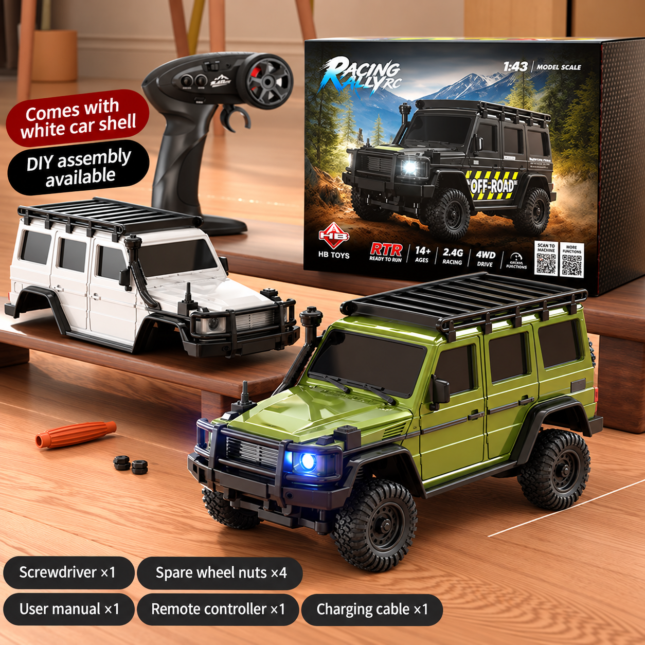 Professional 1:43 Scale 4WD Full-Proportional RC Rock Crawler – Mini Desktop Electric Off-Road Remote Control Car Toy for Boys
