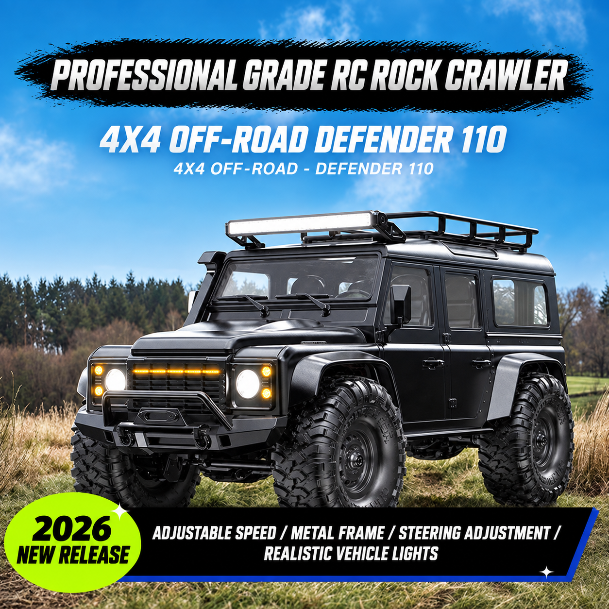 4WD RC Defender/Bronco Off-Road Rock Crawler – Professional RC Car Model Toy for Boys & Adults