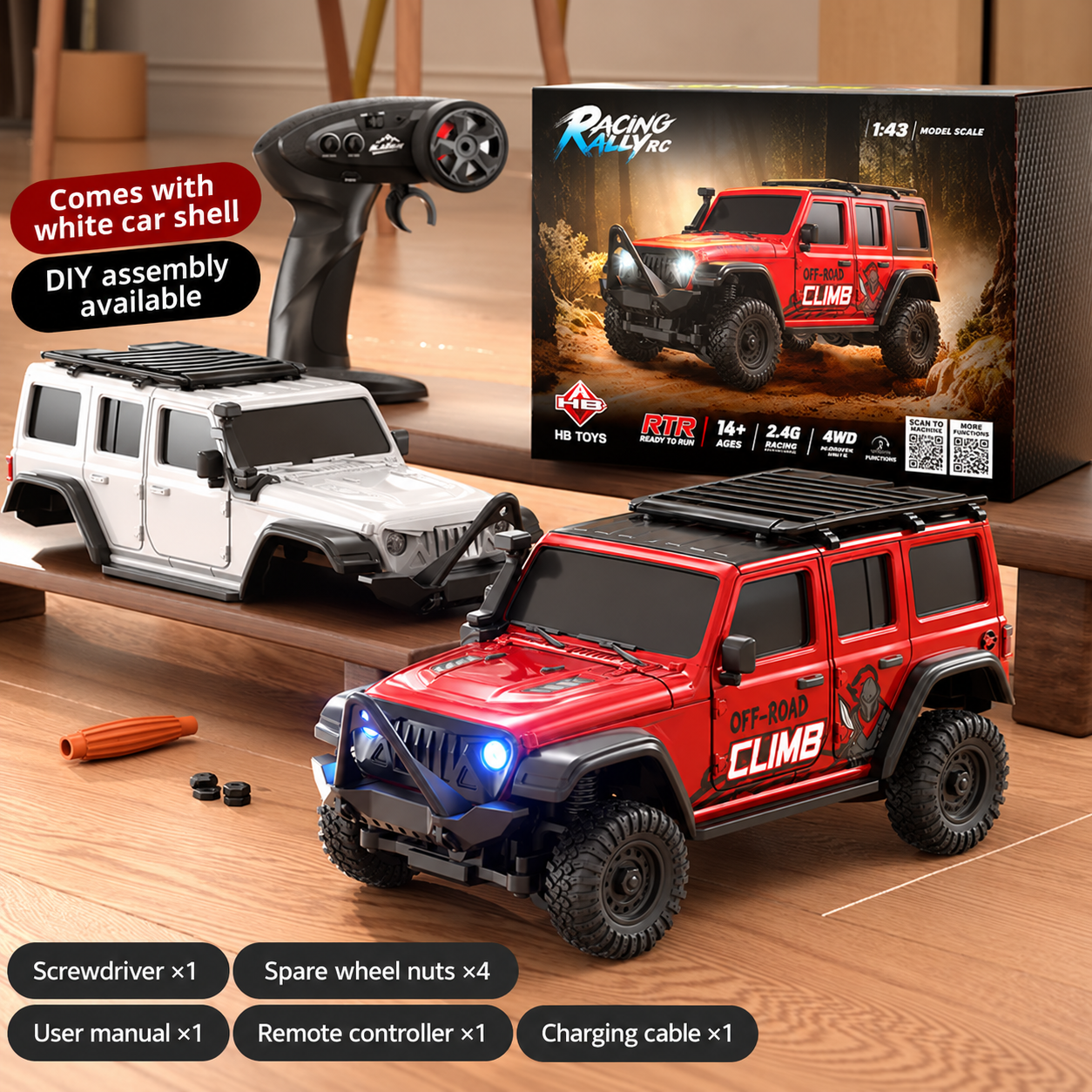 Professional 1:43 Scale 4WD Full-Proportional RC Rock Crawler – Mini Desktop Electric Off-Road Remote Control Car Toy for Boys