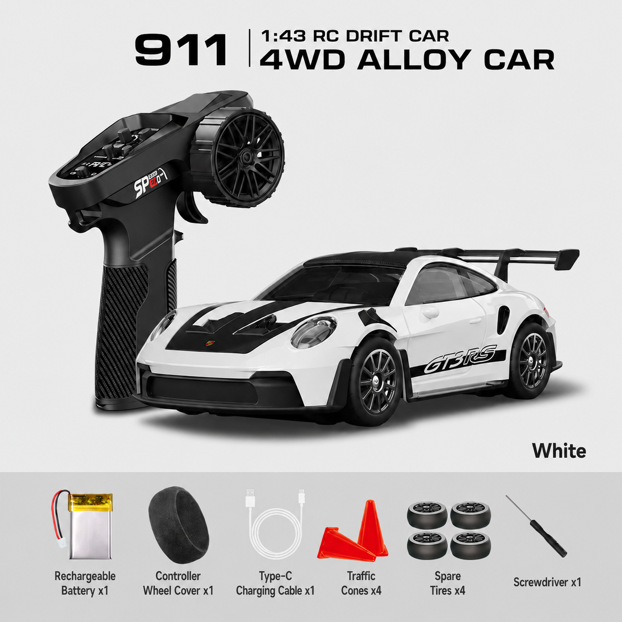 1:43 Scale Nissan GT-R & Porsche 911 4WD Full-Proportional RC Drift Cars