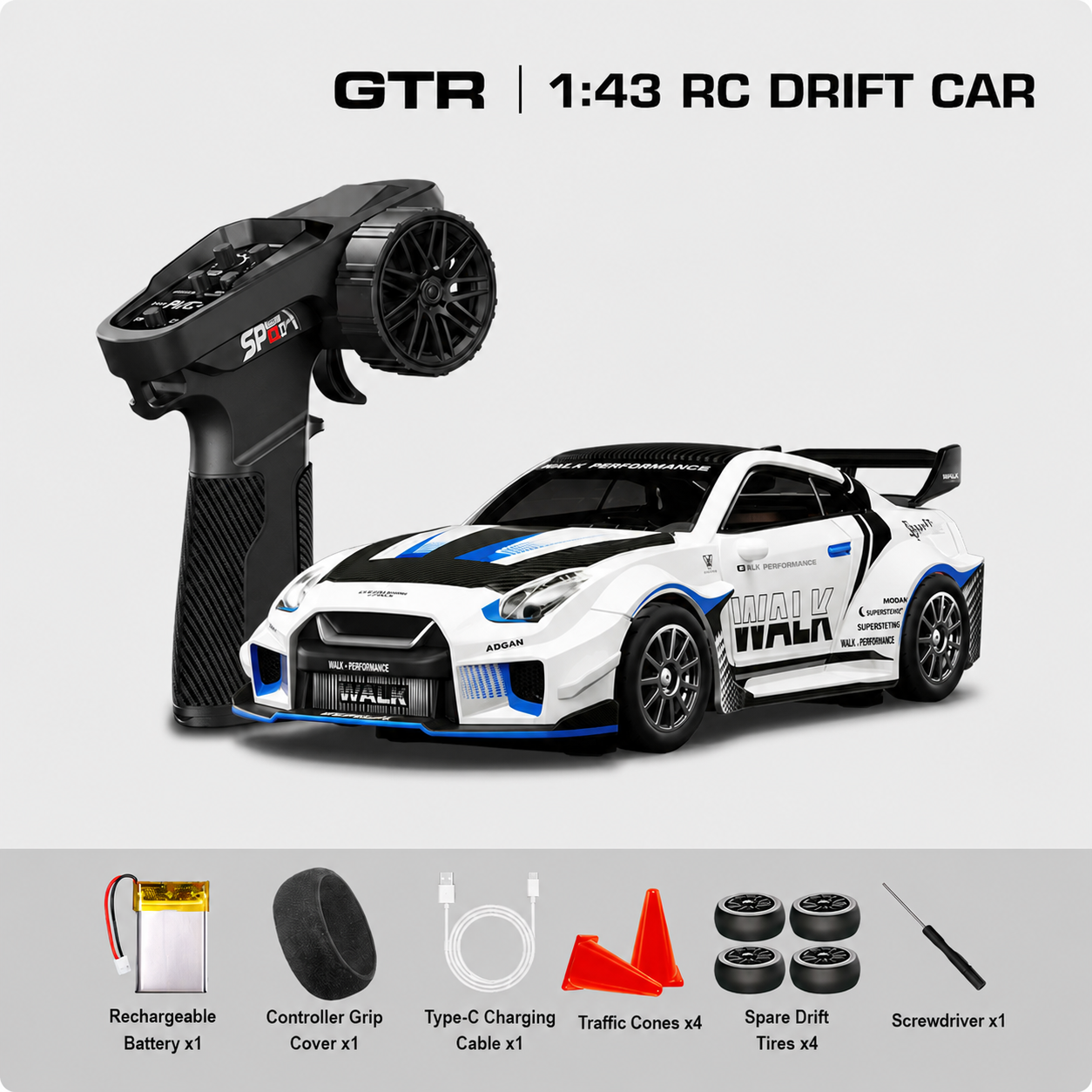 1:43 Scale Nissan GT-R & Porsche 911 4WD Full-Proportional RC Drift Cars