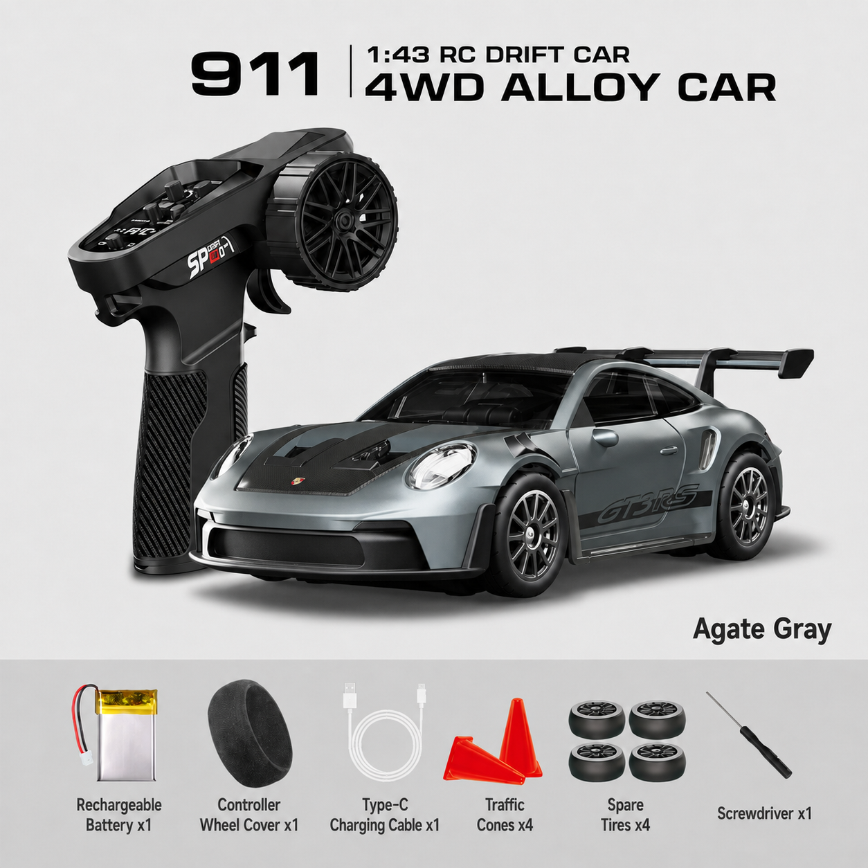 1:43 Scale Nissan GT-R & Porsche 911 4WD Full-Proportional RC Drift Cars