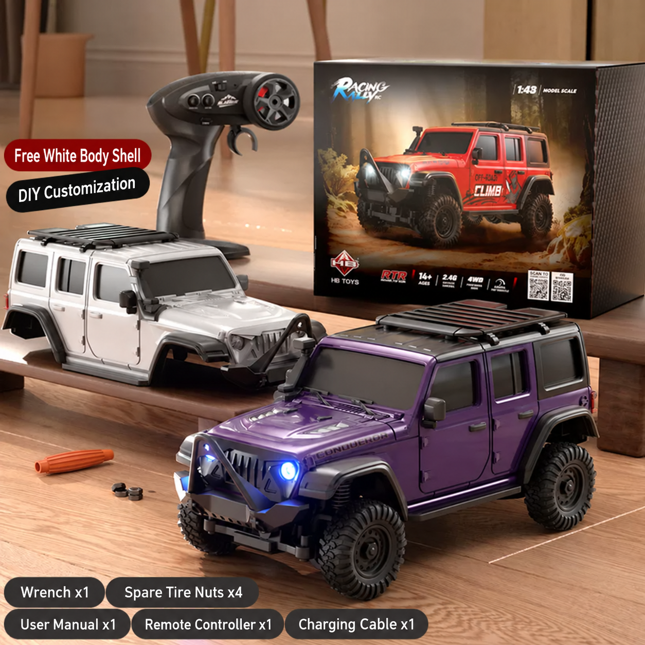 Professional 1:43 Scale 4WD Full-Proportional RC Rock Crawler – Mini Desktop Electric Off-Road Remote Control Car Toy for Boys