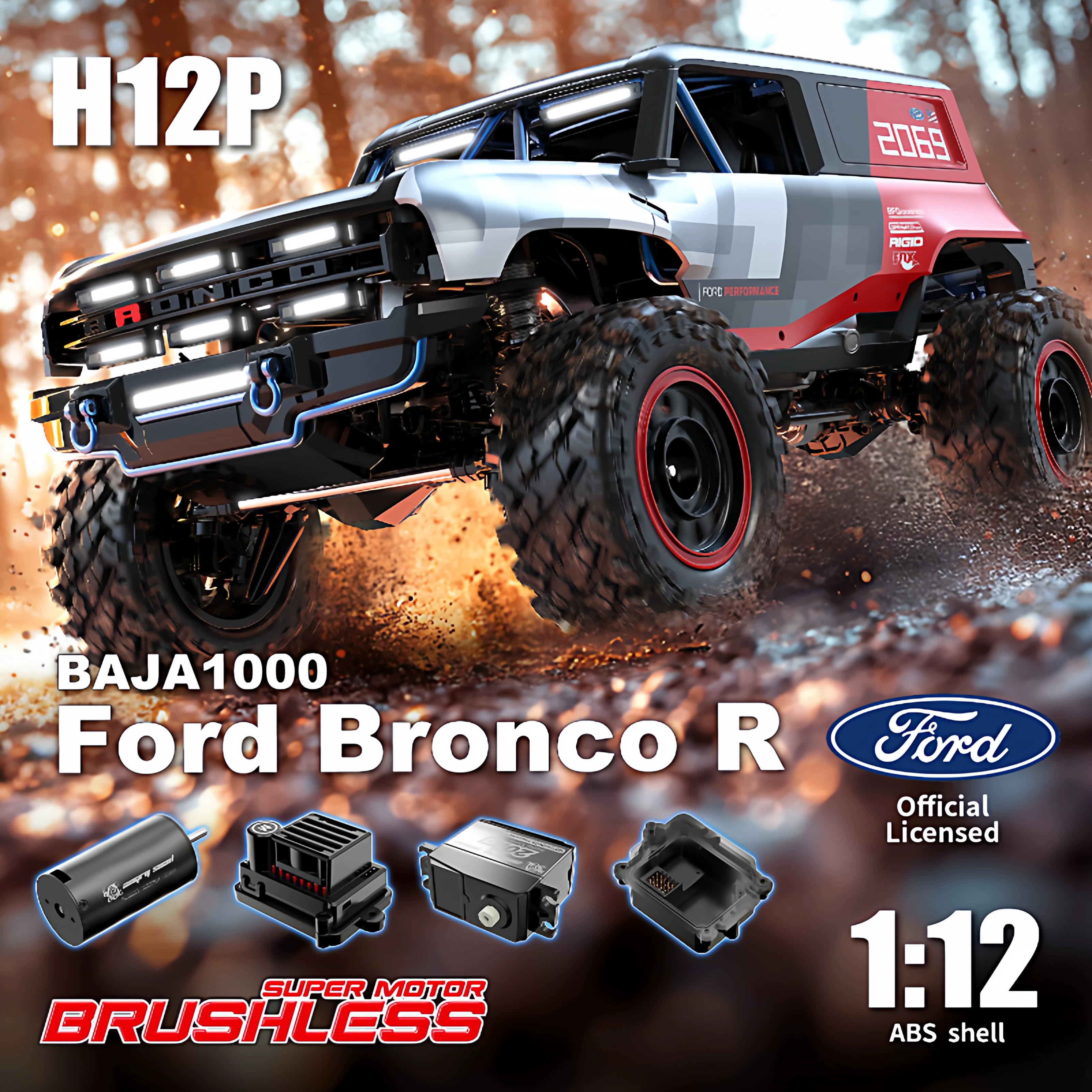 H12P Ford Bronco Brushless RC Rock Crawler – Alloy 4WD Off-Road RC Truck