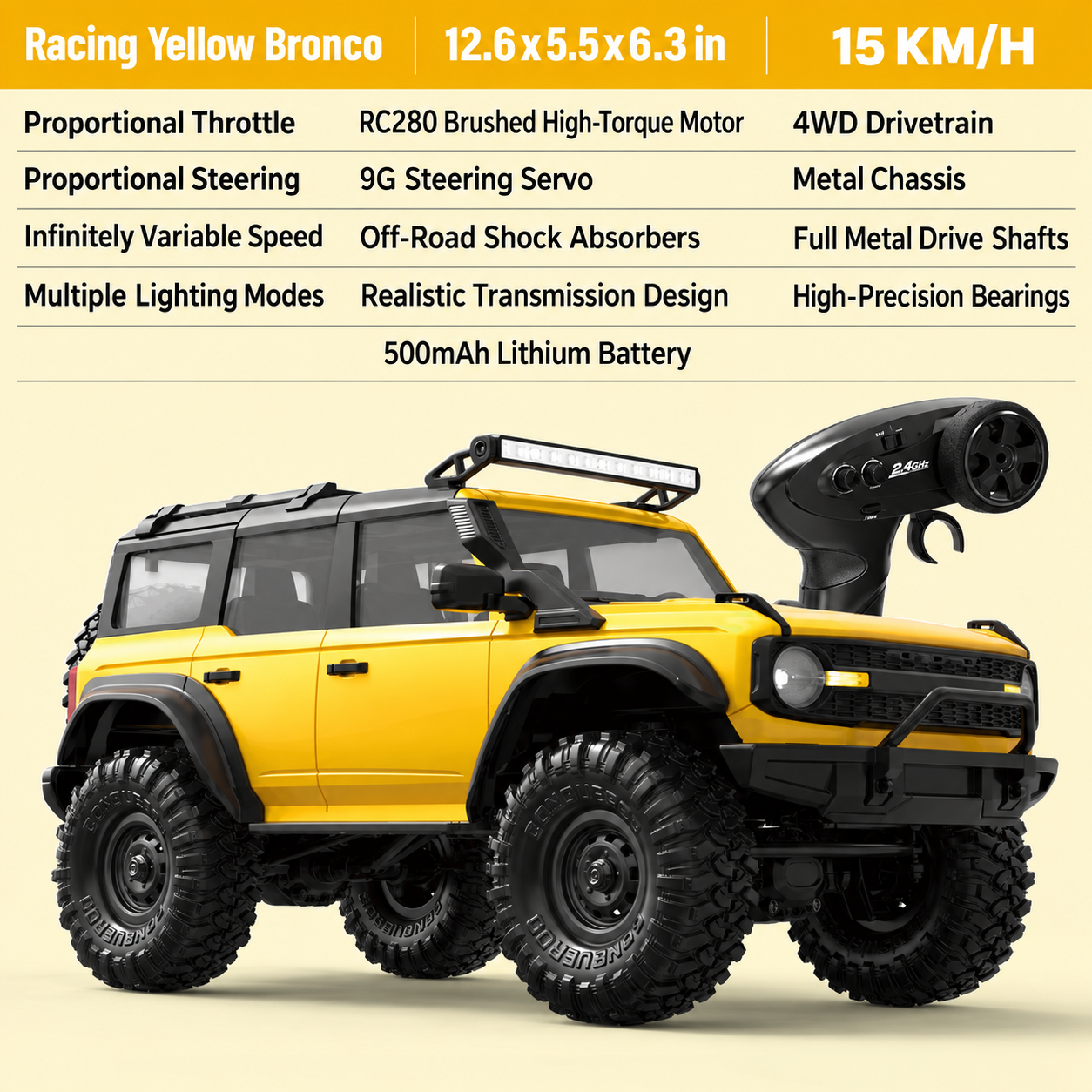 4WD RC Defender/Bronco Off-Road Rock Crawler – Professional RC Car Model Toy for Boys & Adults
